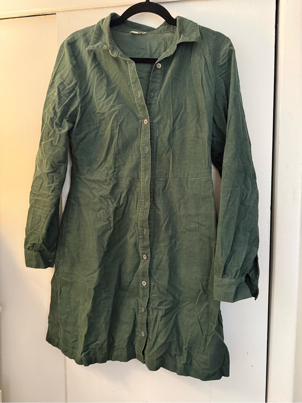 J. Crew Forest Green Button-Down Shirt Dress